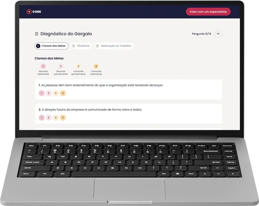 Tela do diagnóstico em um notebook
